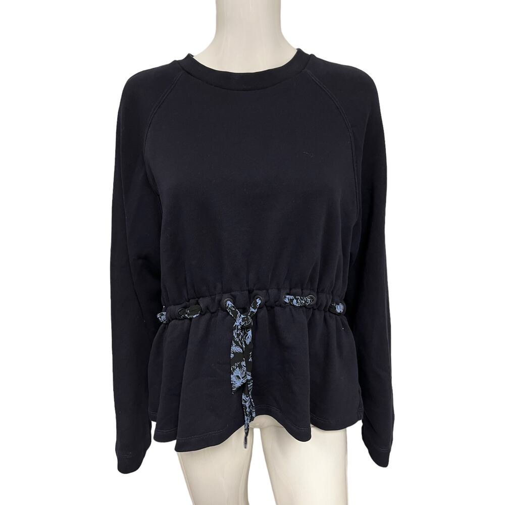 SPORTMAX CODE Blue Cotton Floral Waist Strap Long Sleeve Crew Neck Sweater XL